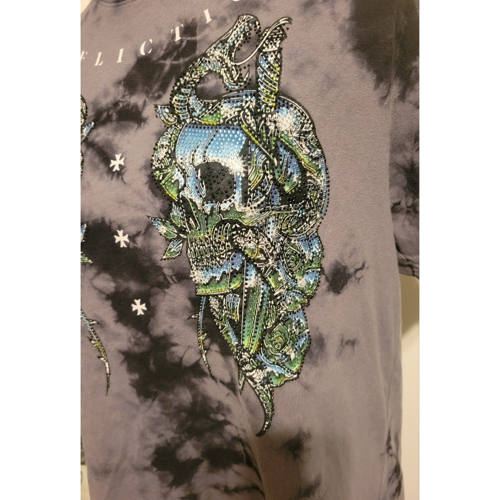 Affliction‎ Black Label Paint Spatter Jewel Rhinestone Shirt  Grunge Alternative - Picture 2 of 9
